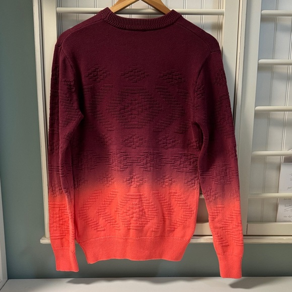 Scotch & Soda Men's Gradient Crewneck Sweater - Burgundy to Coral - Picture 4 of 4